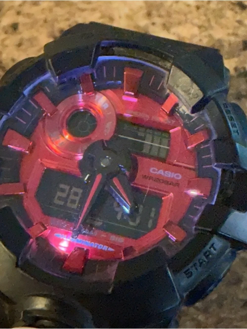 Casio G-Shock 700AR-1A Black/Adrenaline Red Mens Resin Watch!!